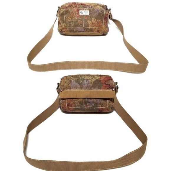 VINTAGE 80s Fossil Tapestry Carpet Crossbody Purse - Picture 1 of 14